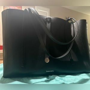 Tiffany & Co. black leather tote handbag - excellent condition
